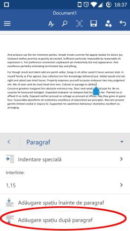 Android, Microsoft Word, documente, text, paragrafe, formatare