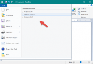 WordPad, Windows, editare, documente, salvare