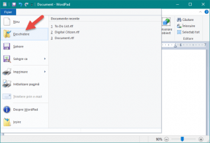 WordPad, Windows, editare, documente, salvare
