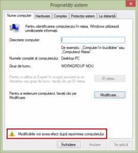 grup de lucru, workgroup, modificare, schimbare, setare