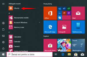 Scurtătura unei distribuții de Linux din Meniul Start