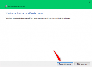 Repornește pentru a finaliza instalarea Subsistemului Windows pentru Linux