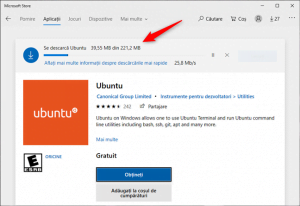 Descărcarea unei distribuții de Linux din Magazinul Microsoft