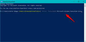 Activarea Subsistemului Windows pentru Linux din PowerShell
