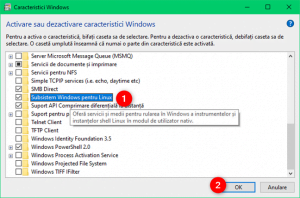 Caracteristica Subsistem Windows pentru Linux