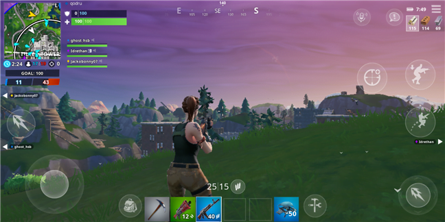 Fortnite rulând pe Xiaomi Mi Mix 2