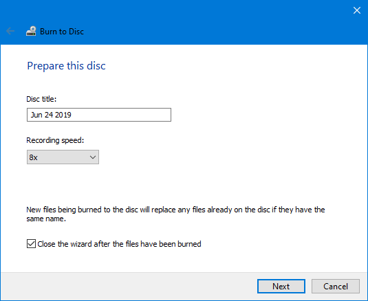 Inscripționarea unui disc pe Windows 10 cu ASUS ZenDrive U7M