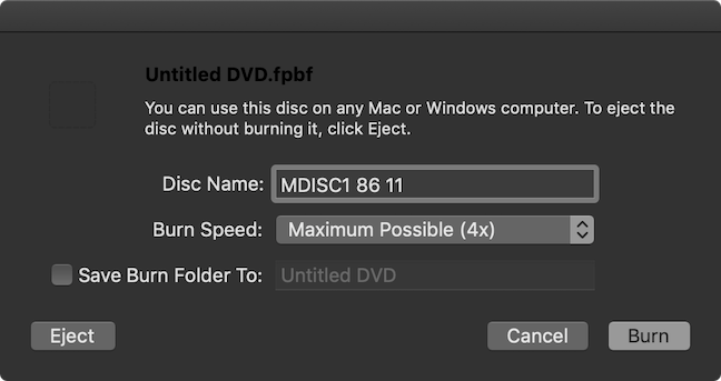 Inscripționarea unui disc pe macOS cu ASUS ZenDrive U7M