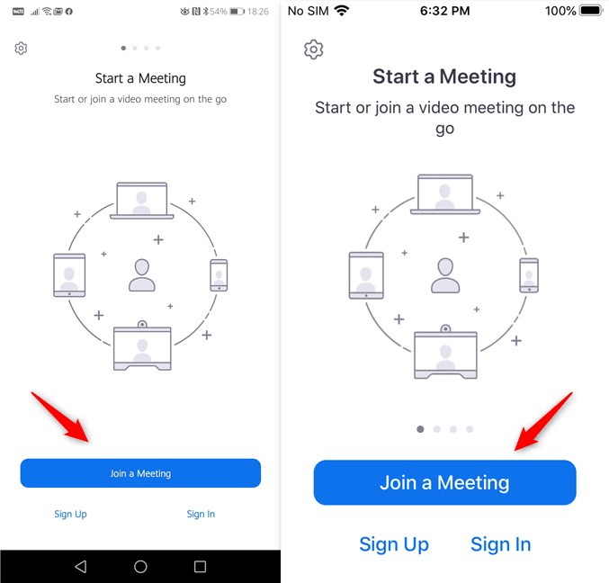 Join a Meeting (Alătură-te unei conferințe) în Zoom pentru Android și iPhone