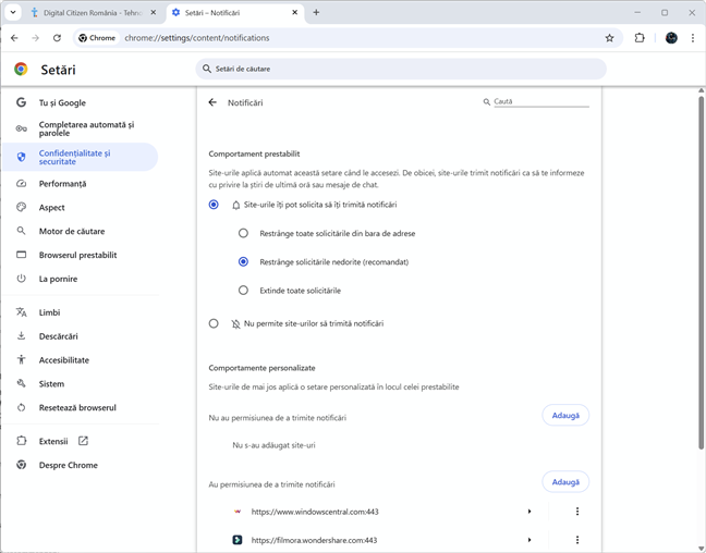 ModificÄƒ setÄƒrile notificÄƒrilor din Google Chrome