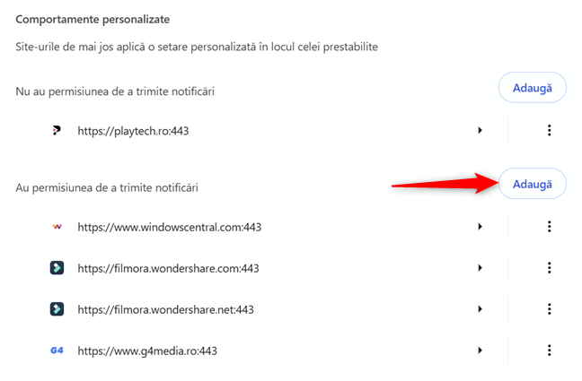 PoÈ›i adÄƒuga manual un site