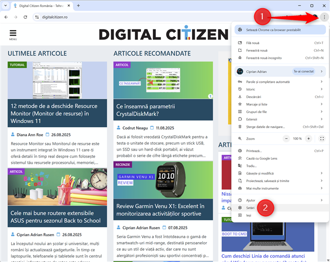 AcceseazÄƒ PersonalizaÈ›i È™i controlaÈ›i Google Chrome > SetÄƒri