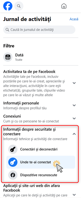 Vezi unde te-ai conectat