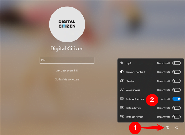 AcceseazÄƒ Tastatura vizualÄƒ pe ecranul de blocare din Windows 11