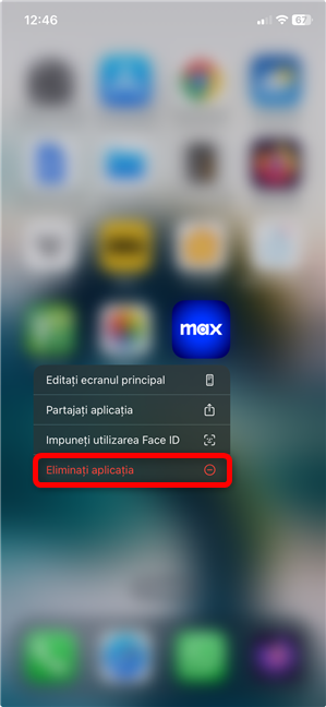 Cum elimini o aplicaÈie pe iPhone folosind meniul acesteia