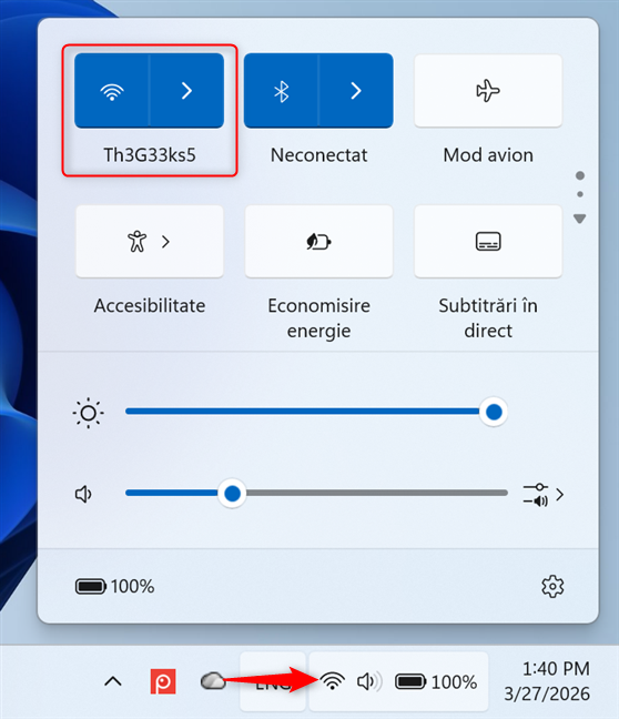 D&Auml; clic pe Wi-Fi &Egrave;i apoi pe re&Egrave;eaua la care e&Egrave;ti conectat
