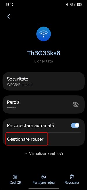 Apasa pe Gestionare router