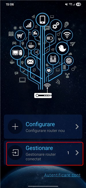 ÃŽn ASUS Router apasÄƒ pe Gestionare