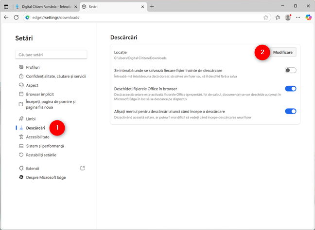 ModificÄ unde descarcÄ fiÈiere Microsoft Edge
