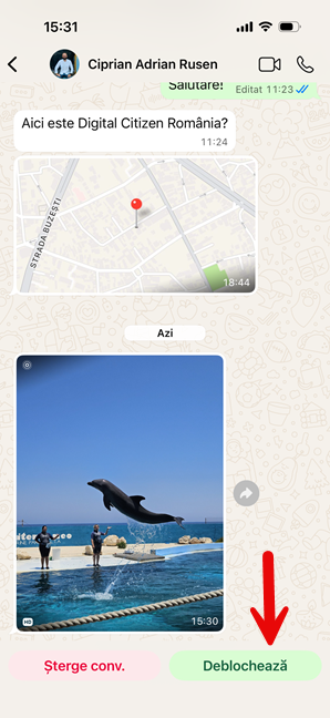 Deblocheaz&Auml; pe cineva &Atilde;&reg;n WhatsApp pentru iPhone