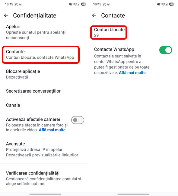 Apas&Auml; pe Contacte > Conturi blocate