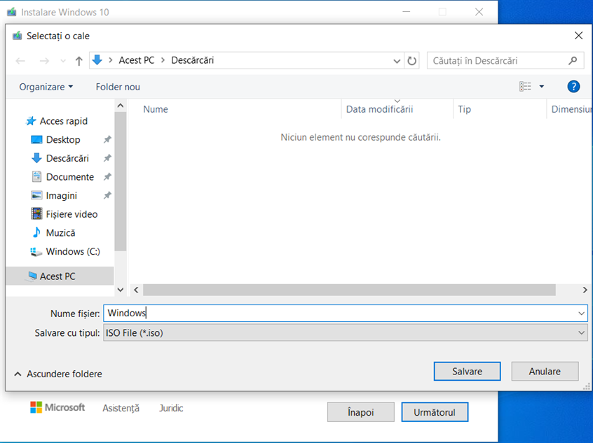 SalveazÄƒ fiÈ™ierul ISO pentru Windows 10