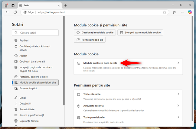 AcceseazÄ Module cookie Èi date de site