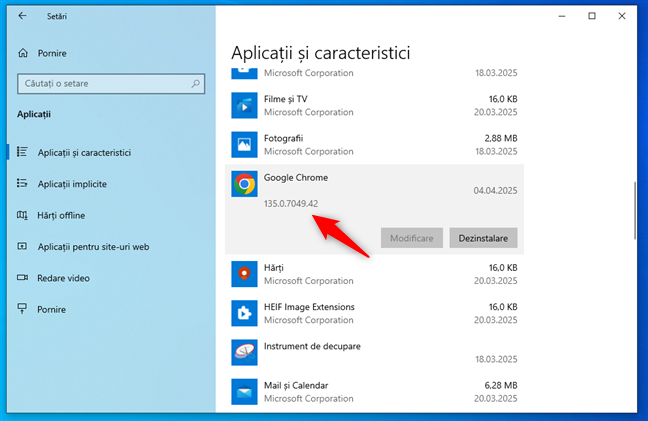 SelecteazÄ Google Chrome Èi verificÄ versiunea acestuia în Windows 10