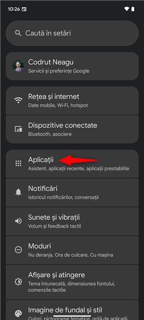 Ãn Android, deschide SetÄri Èi acceseazÄ AplicaÈii