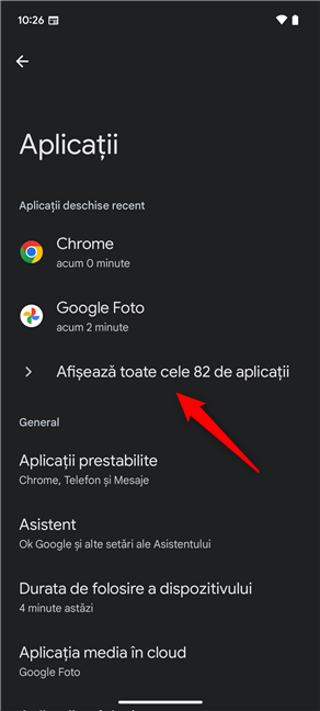 DacÄ existÄ o opÈiune care afiÈeazÄ toate aplicaÈiile, apasÄ mai întâi pe aceasta