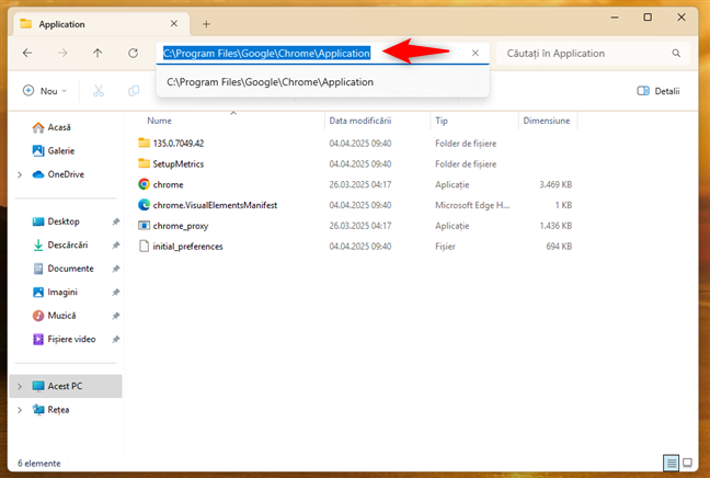 Calea cÄtre fiÈierul chrome.exe în Windows