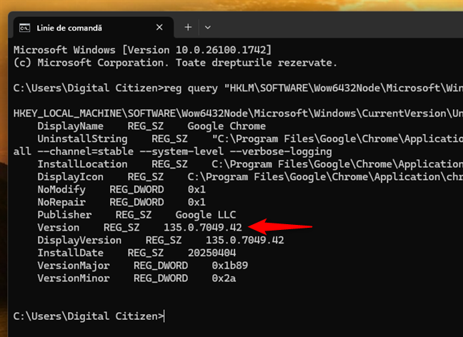 Rândul Versiune îÈi indicÄ versiunea de Chrome în Windows