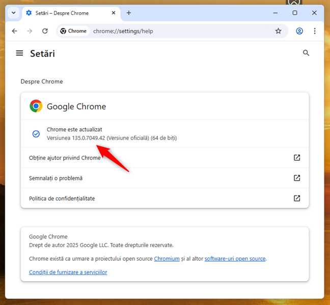 VerificÄ versiunea de Chrome pe un calculator