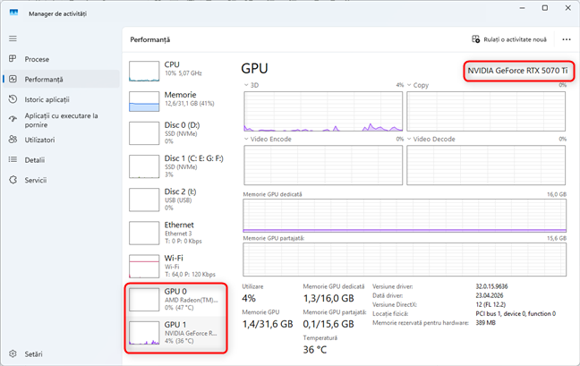 VerificÄ placa video din Windows 11