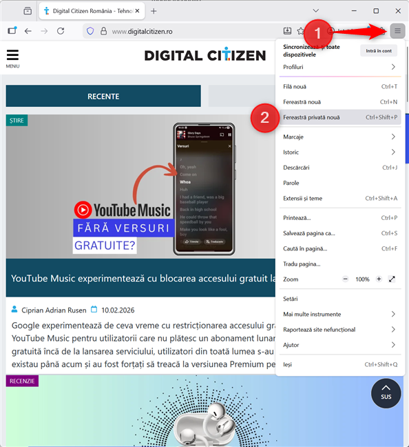 Deschide o fereastr&Auml; privat&Auml; &Atilde;&reg;n Firefox