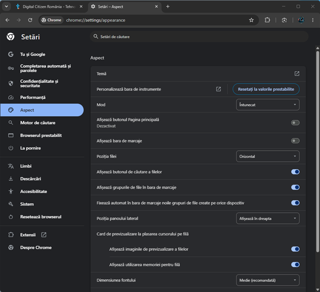 Modul întunecat în Google Chrome pentru Windows