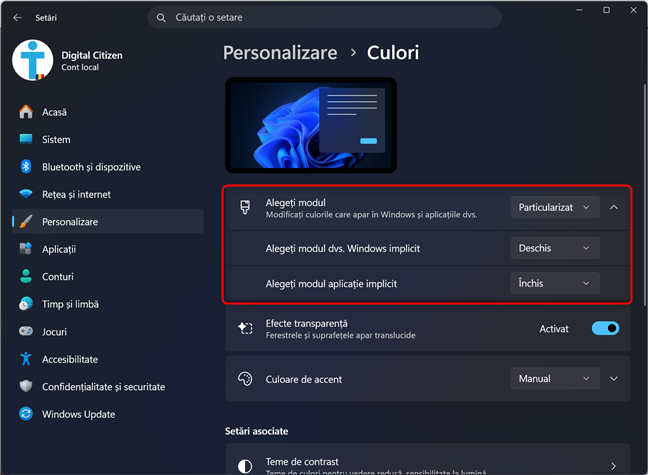 Personalizeaz&Auml; aspectul Windows 11