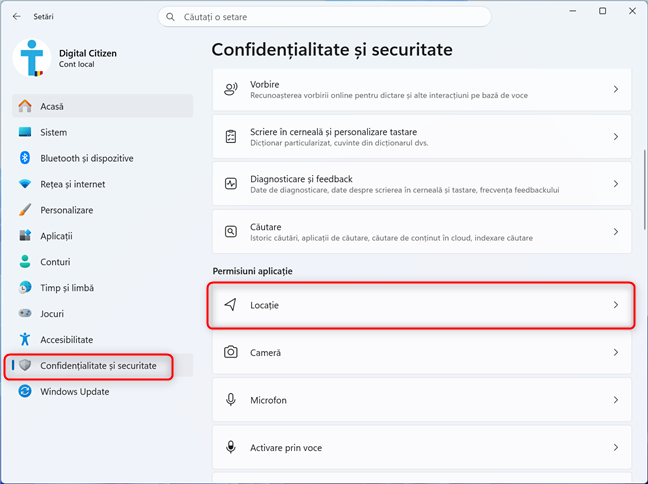 Set&Auml;ri > Confiden&Egrave;ialitate &Egrave;i securitate > Loca&Egrave;ie