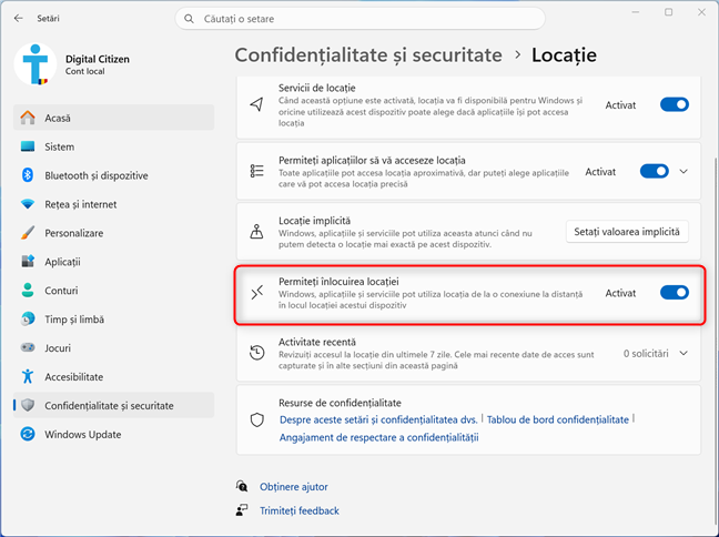 Activeaz&Auml; Permite&Egrave;i &Atilde;&reg;nlocuirea loca&Egrave;iei