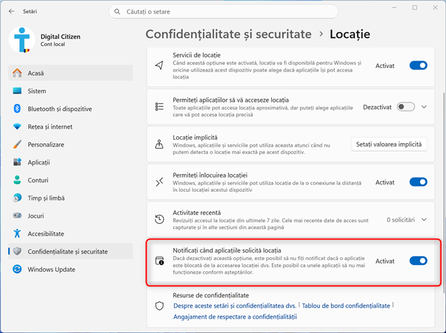 Activeaz&Auml; Notifica&Egrave;i c&Atilde;&cent;nd aplica&Egrave;iile solicit&Auml; loca&Egrave;ia