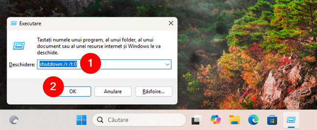 Cum reporneÈti Windows 11 folosind tastatura Èi fereastra Executare