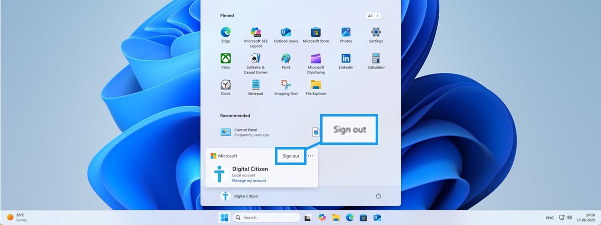 Cum te deconectezi (faci Sign out) din Windows 11