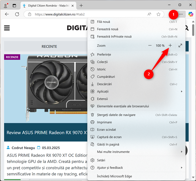 Cum mÄreÈti o paginÄ web în interfaÈa Microsoft Edge