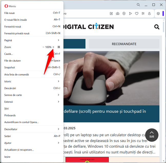 Cum mÄreÈti în Opera din interfaÈa de utilizare a browserului