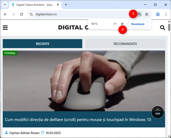 Cum mÄreÈti o paginÄ Ã®n Google Chrome folosind lupa