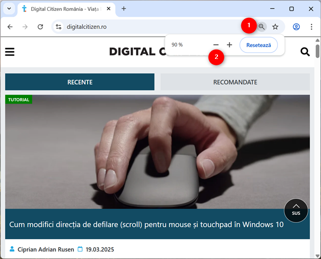 Cum micÈorezi o paginÄ Ã®n Chrome folosind panoul de zoom