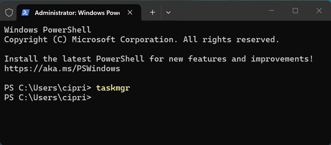 RuleazÄ comanda taskmgr în Terminal (CMD sau PowerShell)
