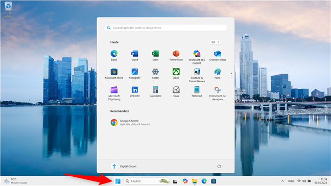 Unde este butonul Start în Windows 11?