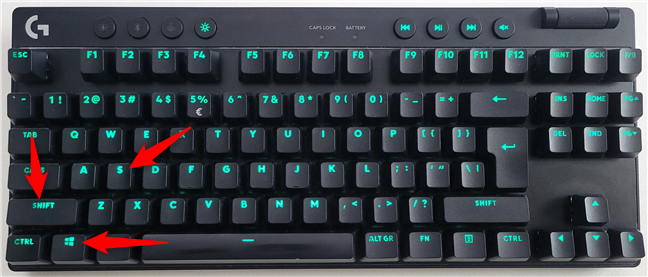 CombinaÈia de taste pentru capturi de ecran Windows + Shift + S