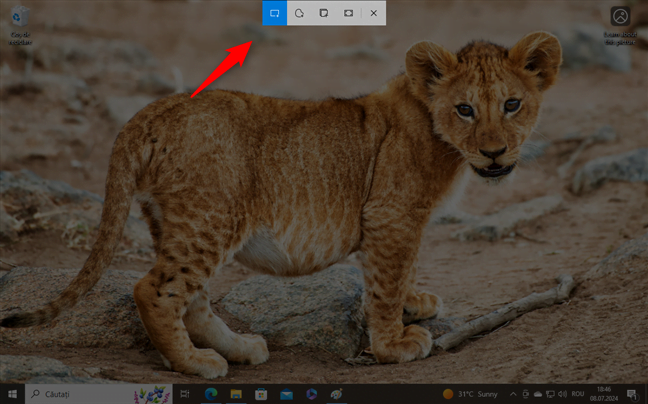 Capturarea ecranului în Windows 10 cu Decupare Èi schiÈare